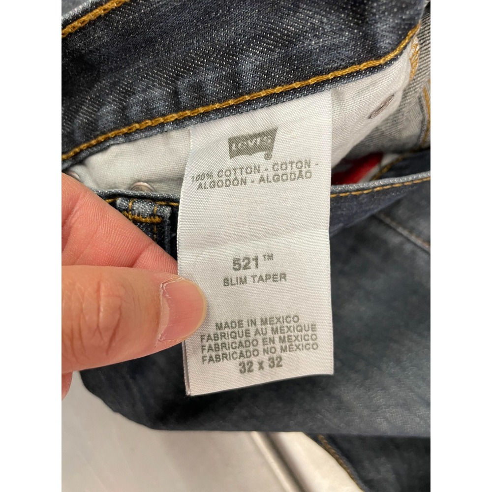 Levis 521 Jeans Slim Taper‎ Mens 32X30 Blue Dark Wash Denim 100% Cotton - Picture 8 of 14